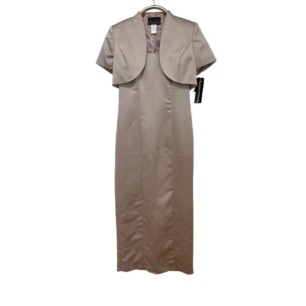 Vtg NWT Alex Evenings Mink Champagne Brushed Satin Dress Jacket 6P